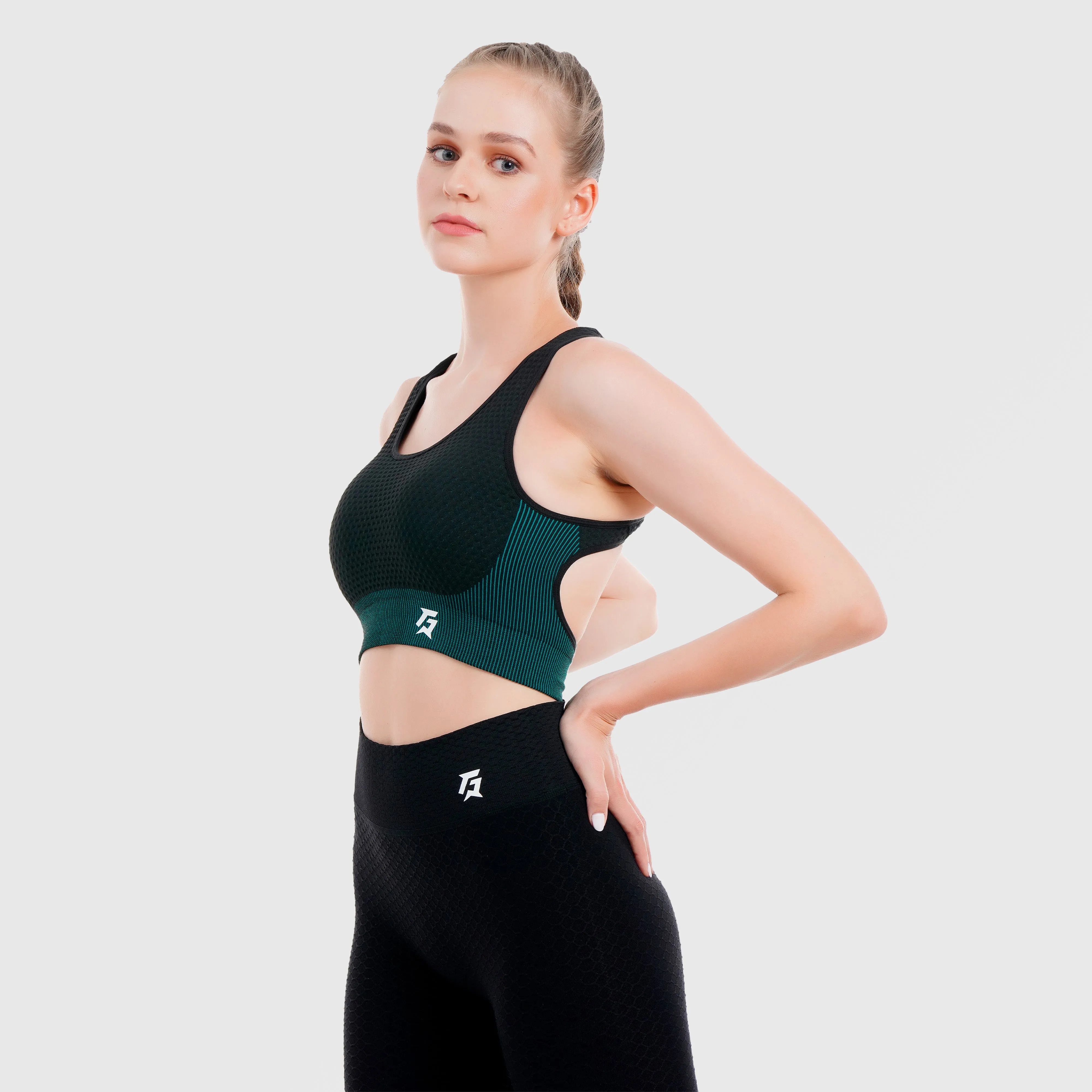 Striped Seamless Bra (Black-Green)