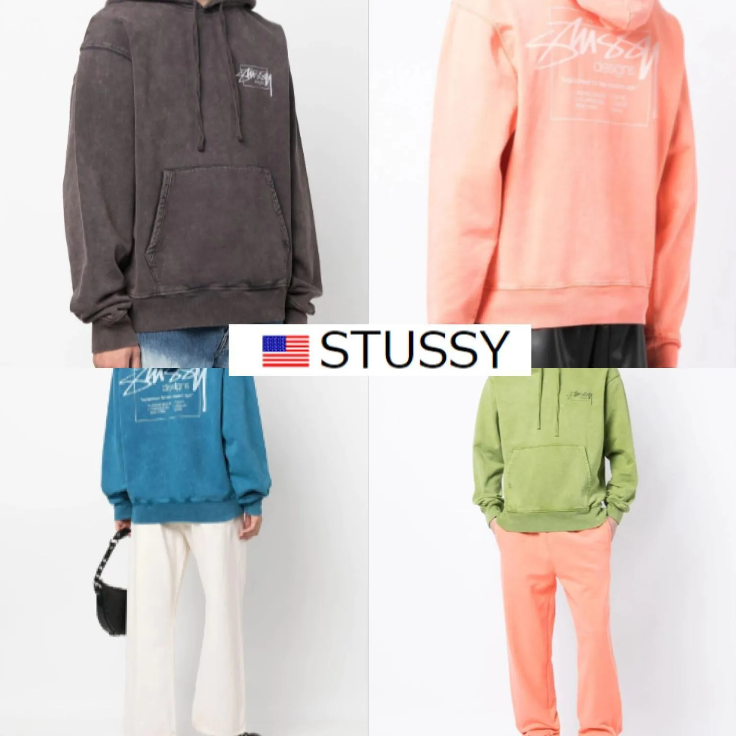 STUSSY  |Collaboration Long Sleeves Cotton Logo Skater Style Hoodies