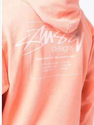 STUSSY  |Collaboration Long Sleeves Cotton Logo Skater Style Hoodies