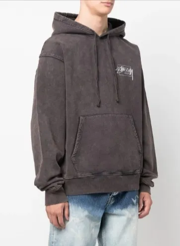 STUSSY  |Collaboration Long Sleeves Cotton Logo Skater Style Hoodies