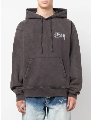 STUSSY  |Collaboration Long Sleeves Cotton Logo Skater Style Hoodies