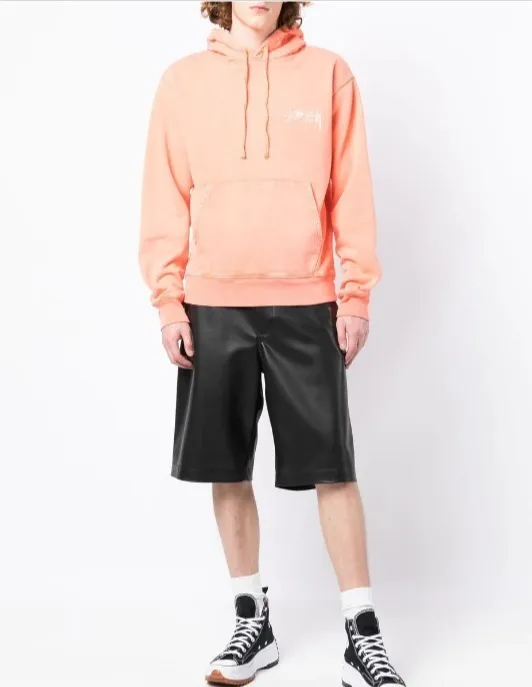 STUSSY  |Collaboration Long Sleeves Cotton Logo Skater Style Hoodies