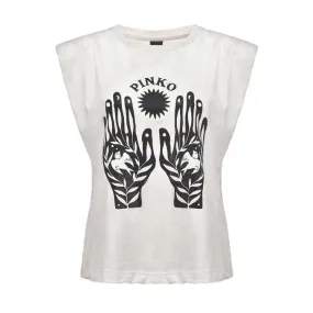 T-SHIRT AND THEN WITH PRINT AND STUDS Woman White Black 