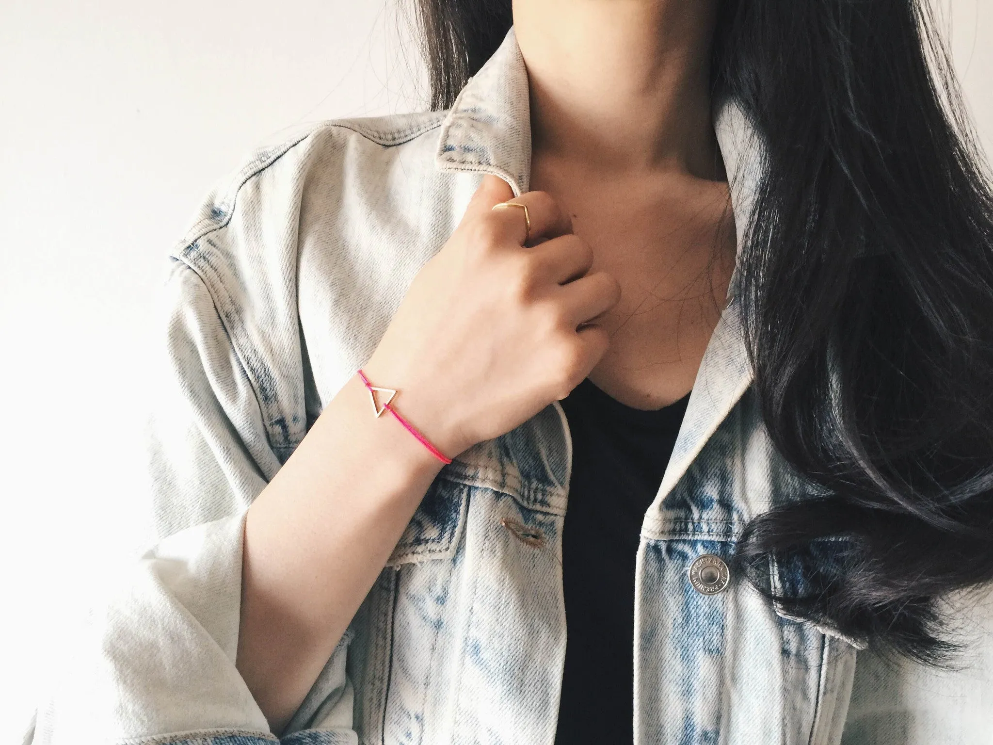 Triangle Brass Bracelet | Hot Pink