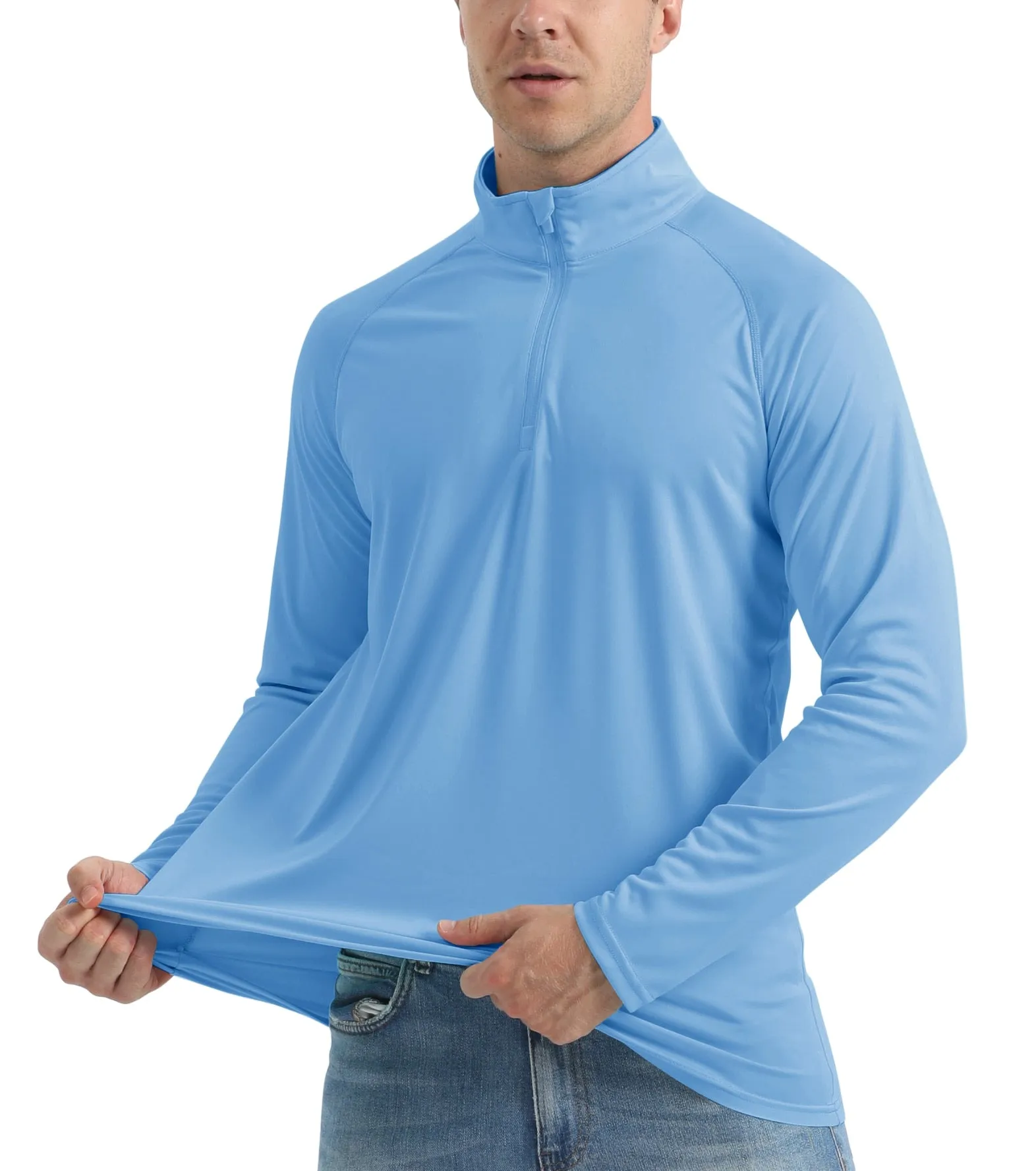 UPF 50+ Sun/UV Protection T-Shirt Men's 1/4 Zip Pullover Outdoor Recreation UV Tee Shirts Tops