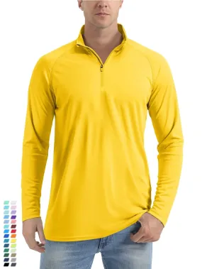 UPF 50+ Sun/UV Protection T-Shirt Men's 1/4 Zip Pullover Outdoor Recreation UV Tee Shirts Tops