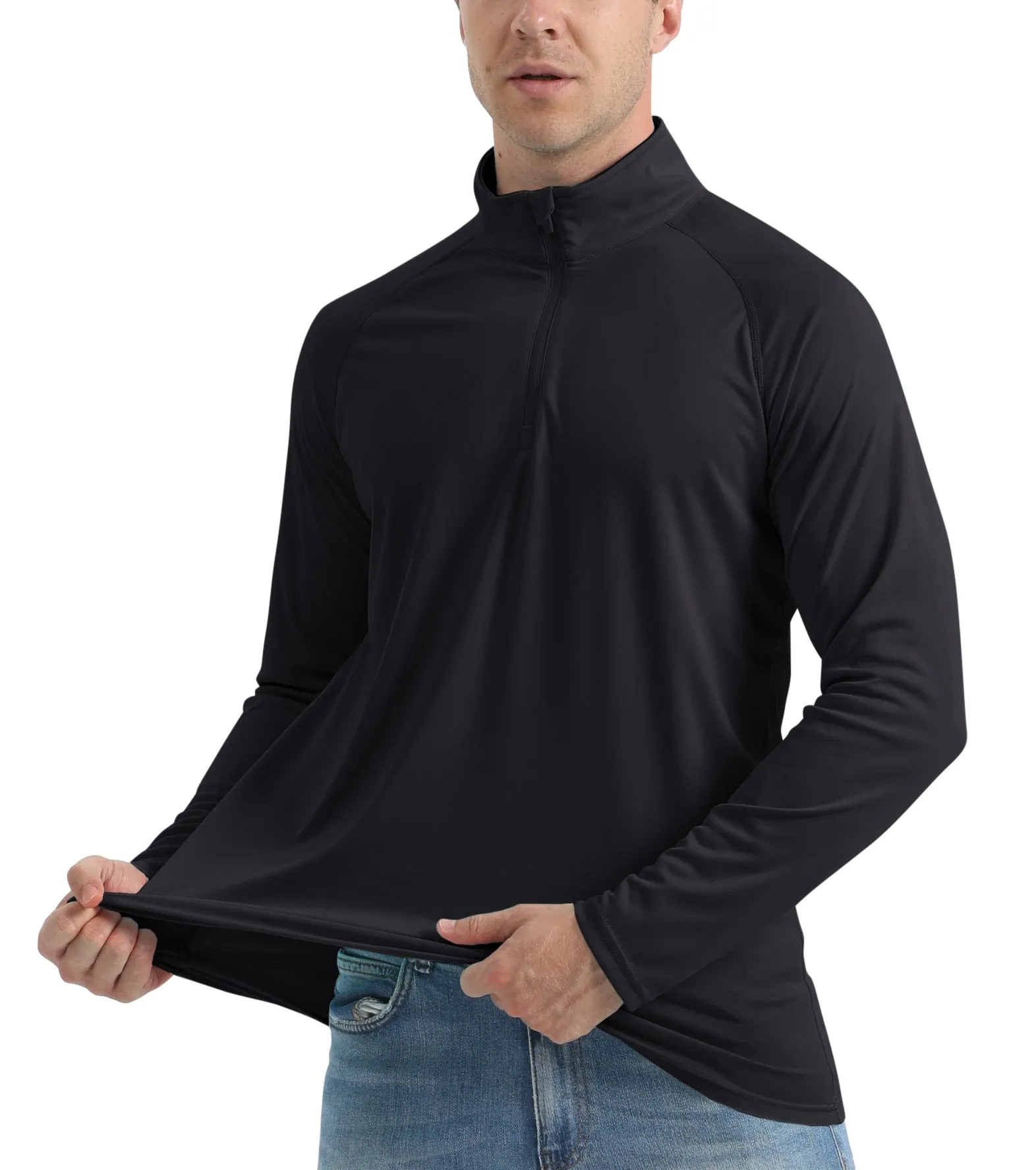 UPF 50+ Sun/UV Protection T-Shirt Men's 1/4 Zip Pullover Outdoor Recreation UV Tee Shirts Tops