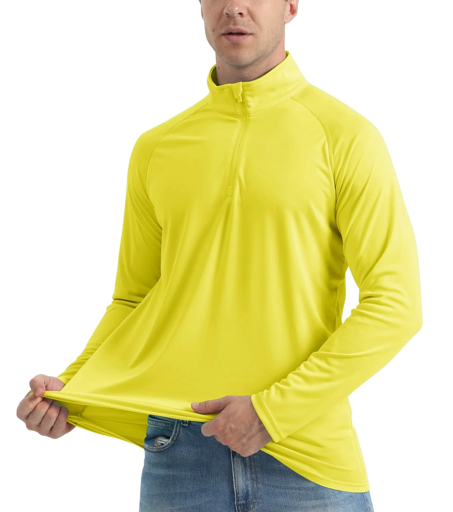 UPF 50+ Sun/UV Protection T-Shirt Men's 1/4 Zip Pullover Outdoor Recreation UV Tee Shirts Tops