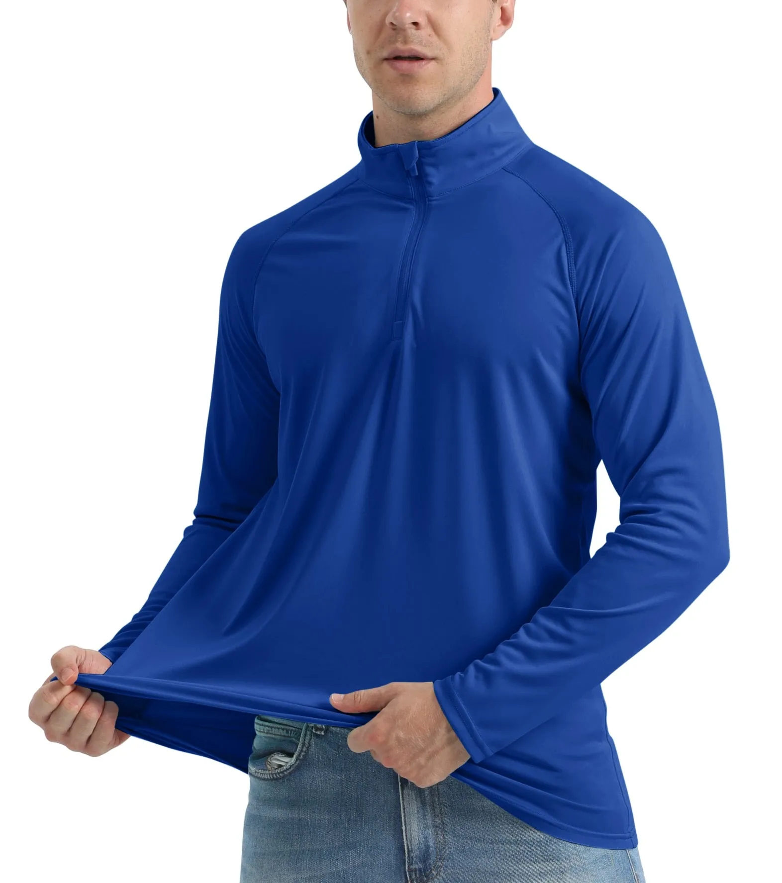 UPF 50+ Sun/UV Protection T-Shirt Men's 1/4 Zip Pullover Outdoor Recreation UV Tee Shirts Tops