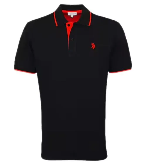 U.S. POLO ASSN. Men's polo shirt, basic shirt, cotton shirt, short-sleeved shirt, 197 63899 52520 191 black/red