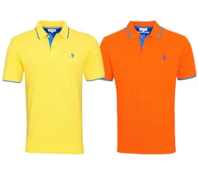 U.S. POLO ASSN. Men's polo shirt, basic shirt, cotton shirt, short-sleeved shirt, 197 63899 52520 yellow or orange