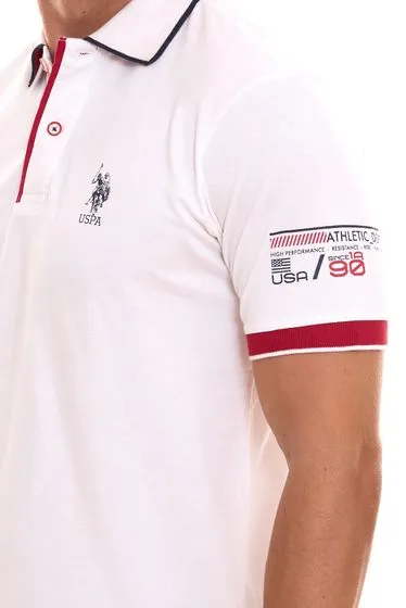 U.S. POLO ASSN. Short-sleeved polo shirt comfortable polo shirt for men with front print cotton shirt 197 65037 52520 100 White