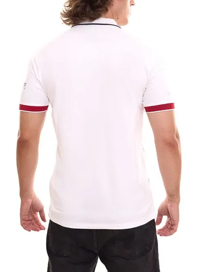 U.S. POLO ASSN. Short-sleeved polo shirt comfortable polo shirt for men with front print cotton shirt 197 65037 52520 100 White