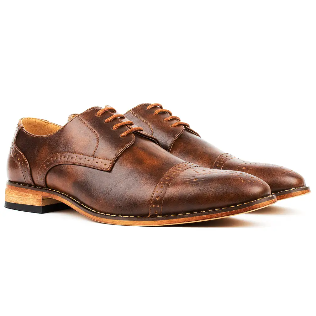 UV Signature Men's Cap Toe Brogue Lace-up Dress Shoes