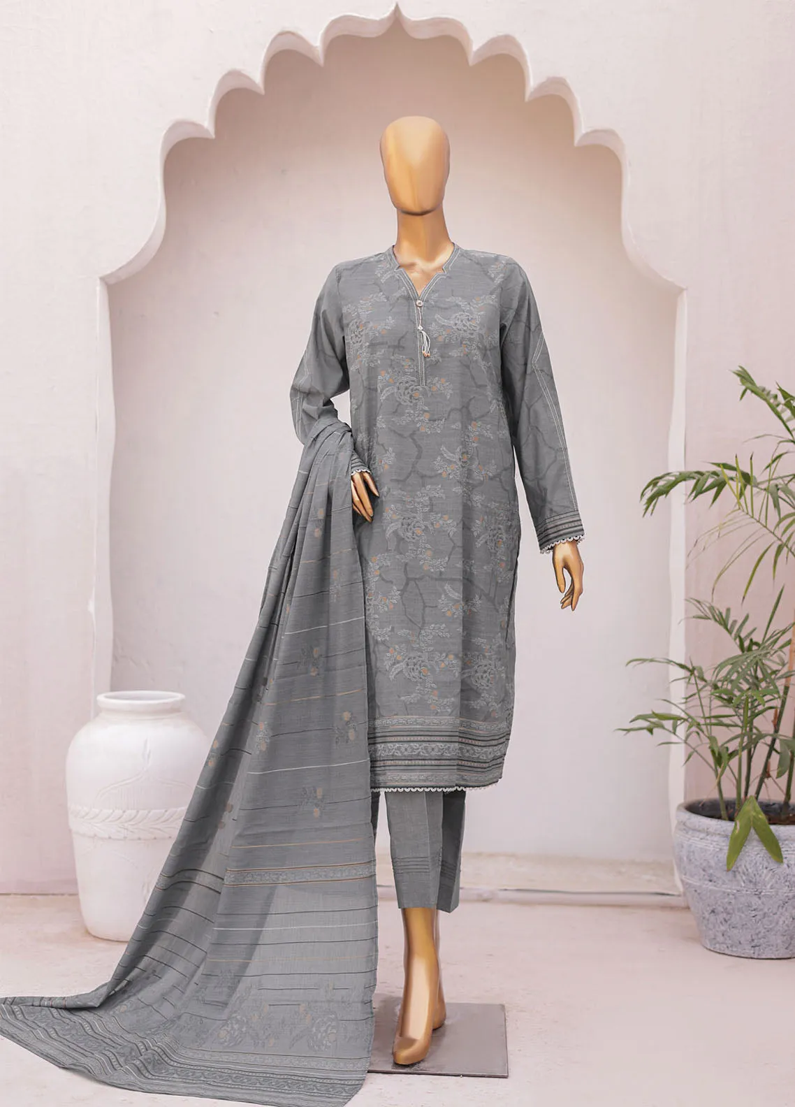 Valencia By HZ Textile Fancy Jacquard 3 Piece Unstitched Suit HZ24VFJ D-04