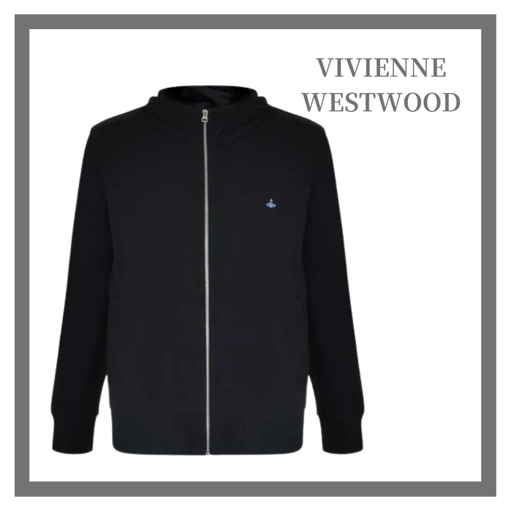 Vivienne Westwood  |Long Sleeves Plain Cotton Logo Hoodies