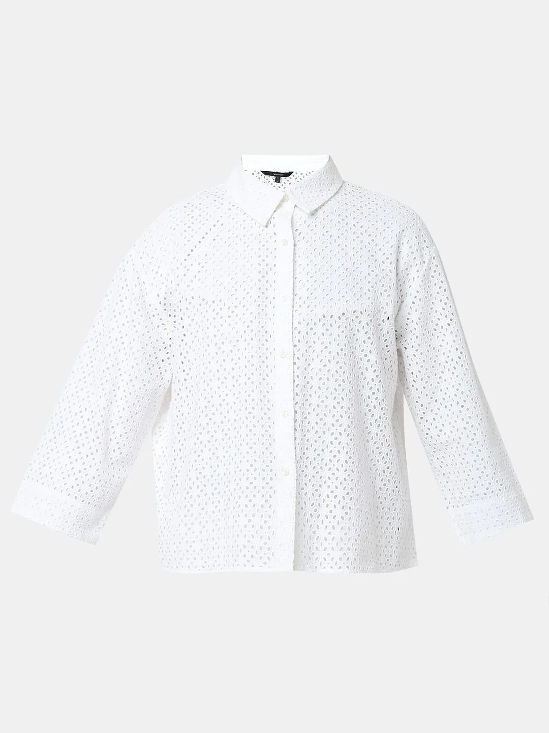 White Cut-Out Cotton Shirt