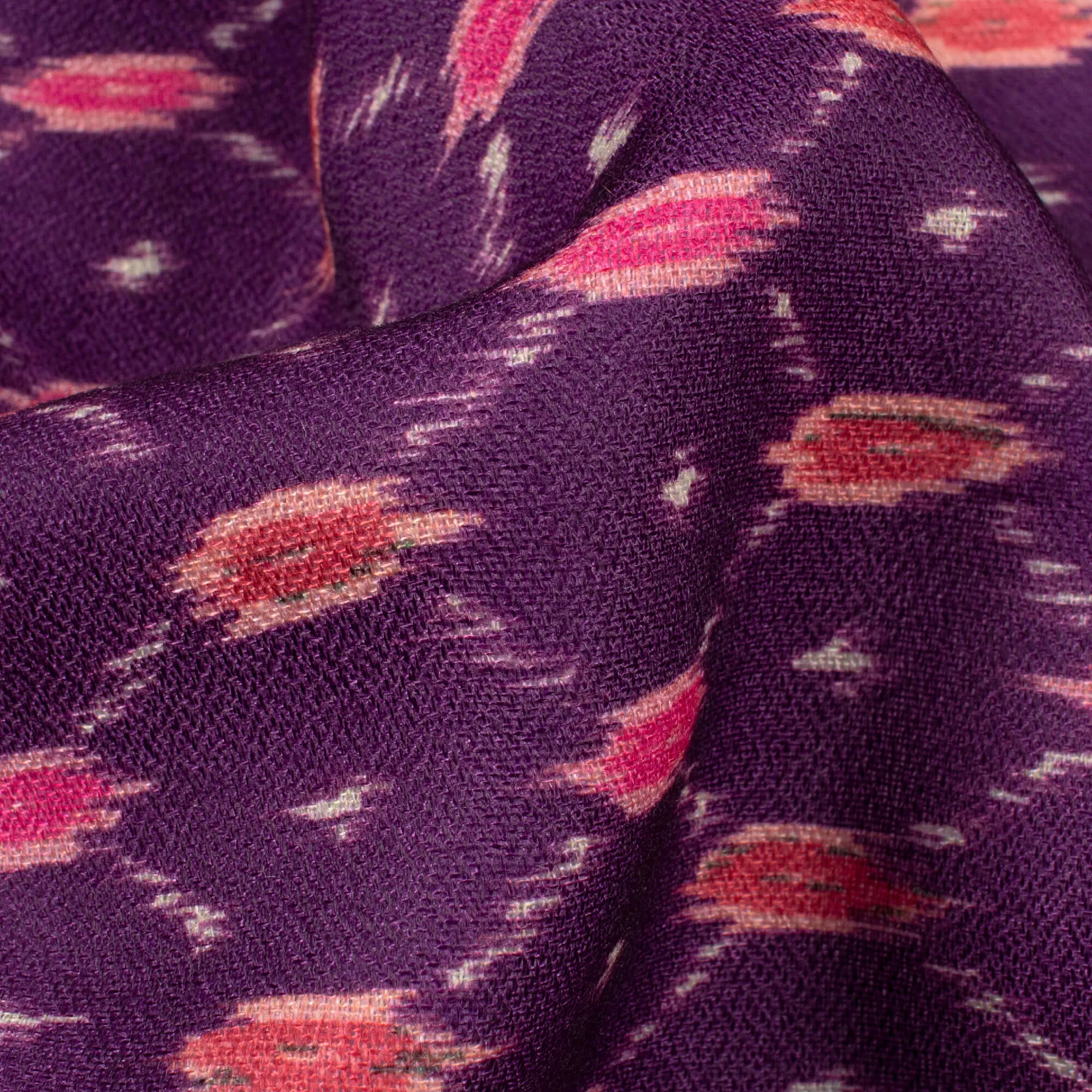 Wine Purple And Hot Pink Traditional Pattern Digital Print Moss Crepe Fabric