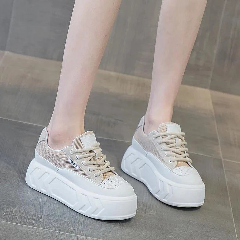 Women's Casual Shoes - Leather Chunky Sneakers (FC1230)