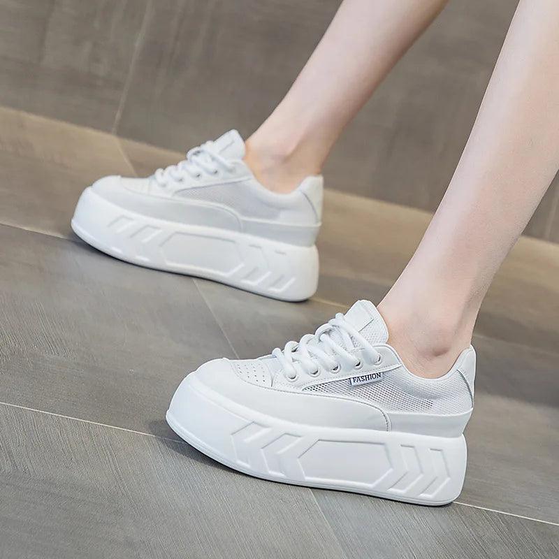 Women's Casual Shoes - Leather Chunky Sneakers (FC1230)