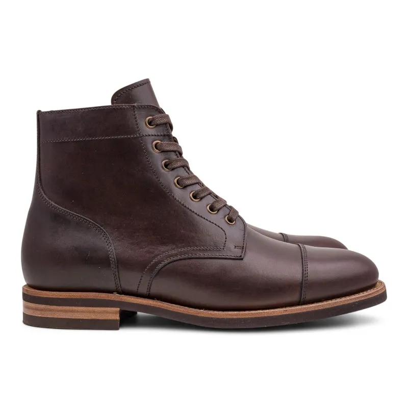 Yanko Cap toe service boot dark brown chromex