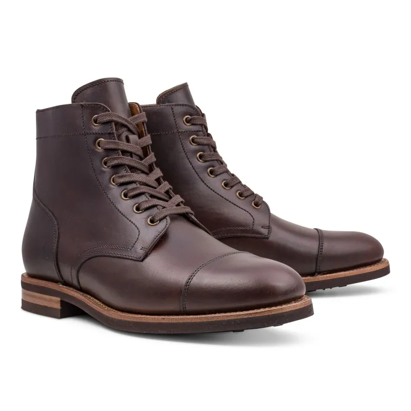 Yanko Cap toe service boot dark brown chromex