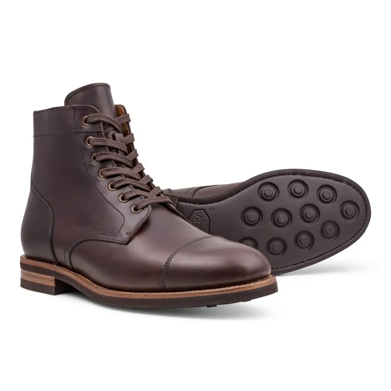 Yanko Cap toe service boot dark brown chromex