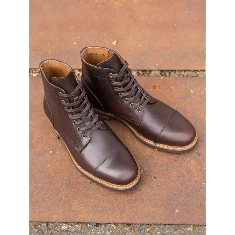 Yanko Cap toe service boot dark brown chromex