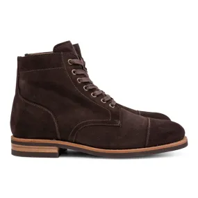 Yanko Cap toe service boot dark brown suede