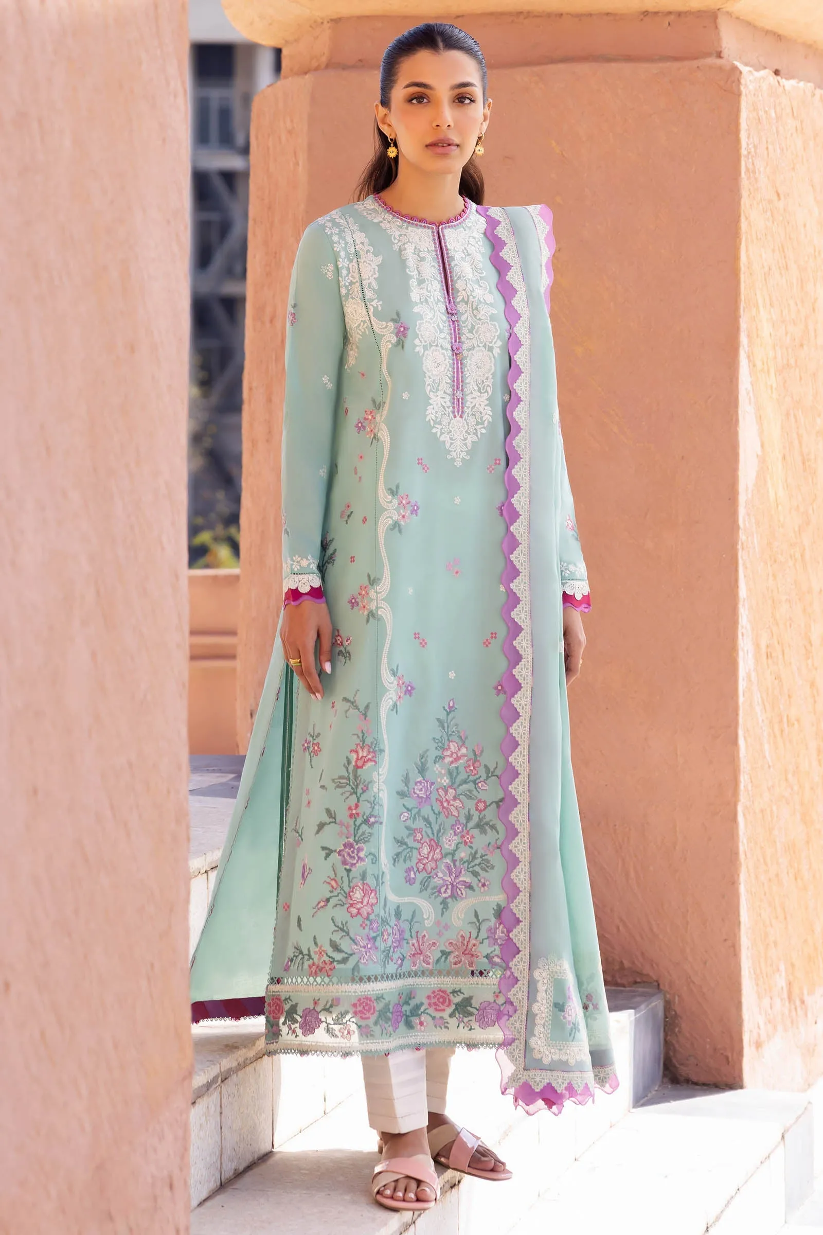 Zaha By Khadijah Shah Embroidered Lawn Unstitched 3Pc Suit ZL24-02A LARMINA