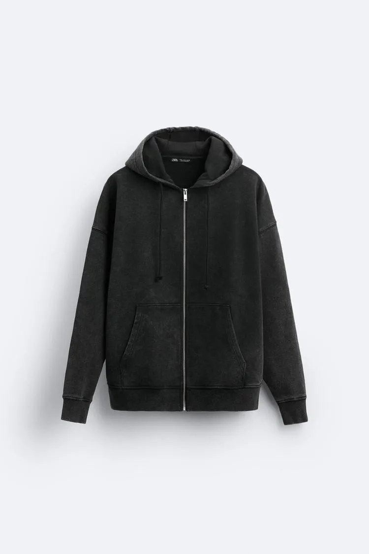 ZARA  |Long Sleeves Plain Cotton Hoodies