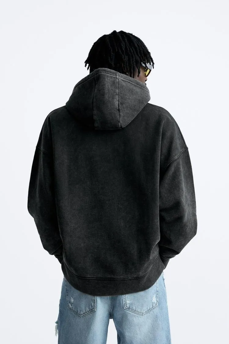 ZARA  |Long Sleeves Plain Cotton Hoodies