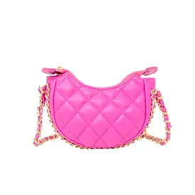 Zomi Gems Tiny Quilted Chain Wrapped Hobo Bag - Hot Pink